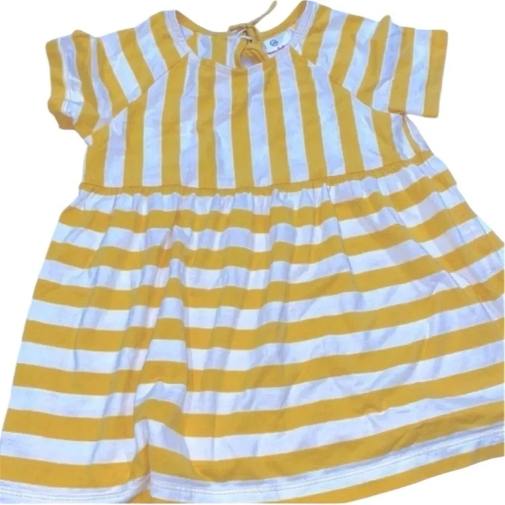 Hanna Andersson yellow striped dress size 120